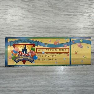 Walt Disney World 15 Years Birthday Prize Ticket 1987 Vintage - 1